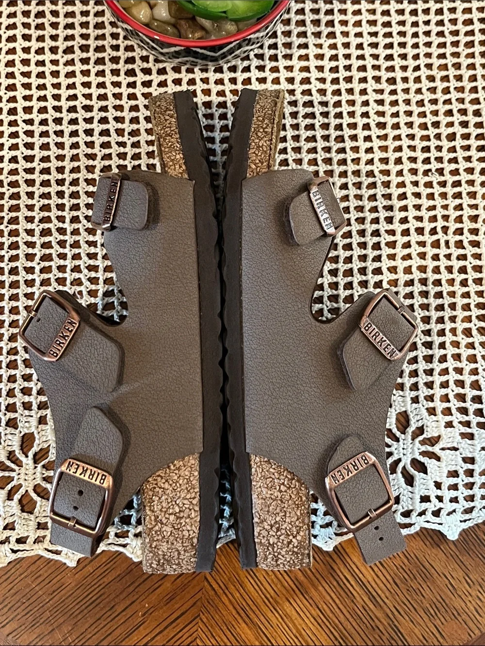Birkenstock Kids’ Roma Adjustable Buckle Slingback Sandals EU 28 Mocha